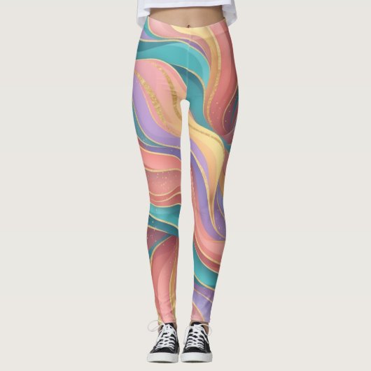 Lebendiges Abstrakt Leggings (Vorderseite)