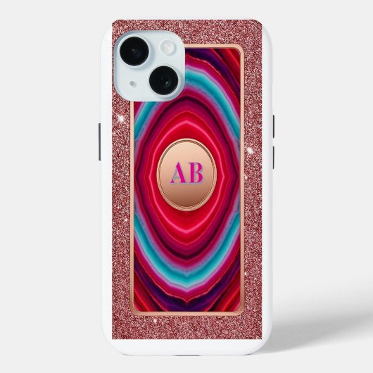 Lebendiges abstraktes Achatmuster mit Glitter Case-Mate iPhone Hülle (Rückseite)