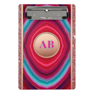 Lebendiges abstraktes Achatmuster mit Glitter Mini Klemmbrett