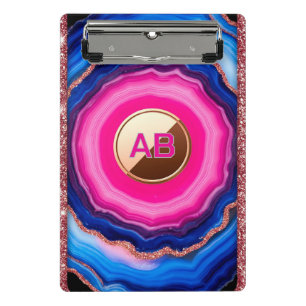 Lebendiges abstraktes Achatmuster mit Glitter Mini Klemmbrett