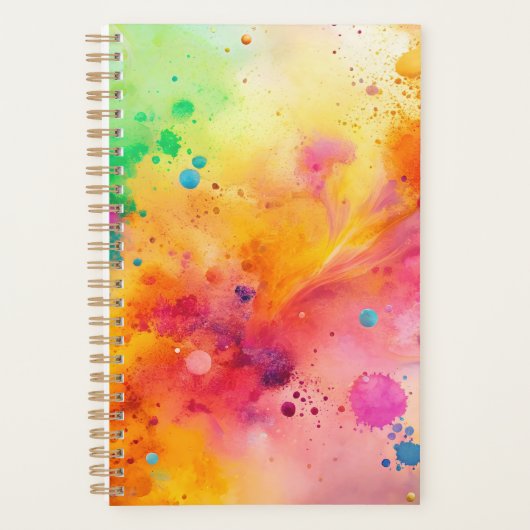 Lebendiges abstraktes Aquarell-Spritzmuster Planer (Vorderseite)