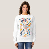 Lebendiges abstraktes Blumen-Burst-Muster Sweatshirt (Vorne ganz)