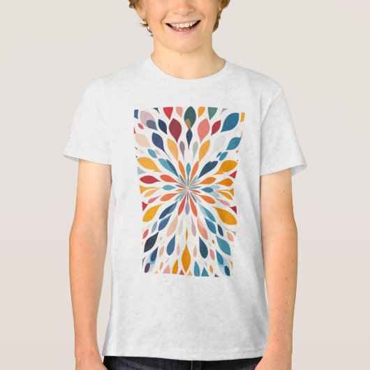 Lebendiges abstraktes Blumen-Burst-Muster Tri-Blend Shirt (Vorderseite)