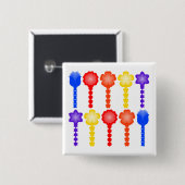 Lebendiges abstraktes Blumenmuster Knopf Button (Vorne & Hinten)