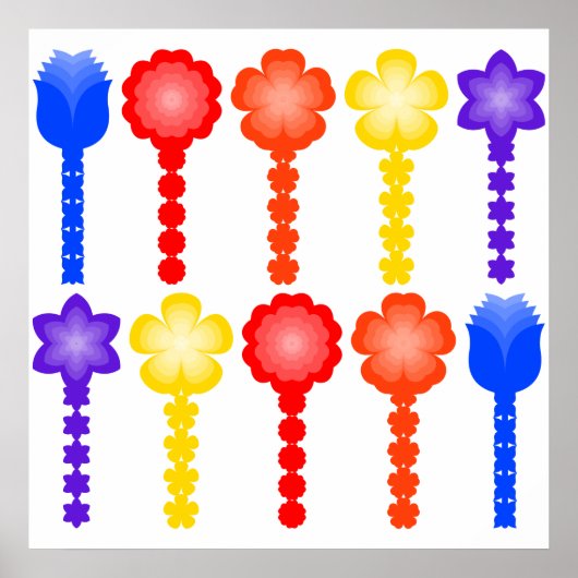Lebendiges abstraktes Blumenmuster-Quadratposter Poster (Vorne)