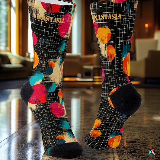 Lebendiges abstraktes farbenfrohes Pinselstrichmus Socken