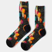 Lebendiges abstraktes farbenfrohes Pinselstrichmus Socken (Linkes Detail)