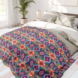 Lebendiges abstraktes florales Boho Fleecedecke