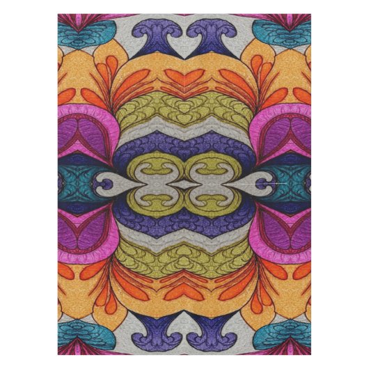 Lebendiges abstraktes florales Fusionsmuster Tischdecke (Vorderseite)