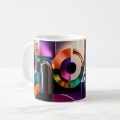 Lebendiges abstraktes geometrisches Formen-Design- Kaffeetasse (Vorderseite Links)