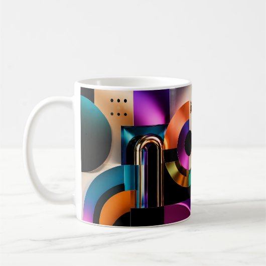 Lebendiges abstraktes geometrisches Formen-Design- Kaffeetasse (Links)