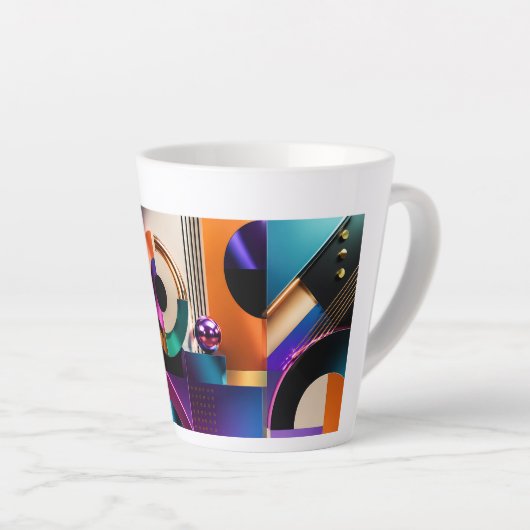 Lebendiges abstraktes geometrisches Formen-Design- Milchtasse (Rechte Ecke)