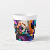 Lebendiges abstraktes geometrisches Formen-Design- Milchtasse (Vorderseite)
