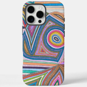 Lebendiges abstraktes geometrisches Streifenmuster iPhone 16 Pro Max Hülle