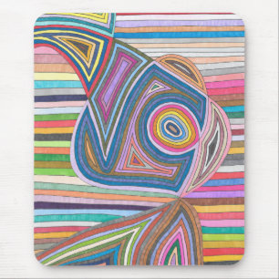 Lebendiges abstraktes geometrisches Streifenmuster Mousepad