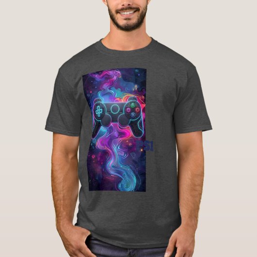 Lebendiges abstraktes Weltraum-Gaming-Controller-S T-Shirt (Vorderseite)