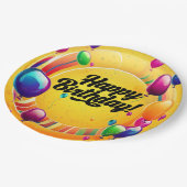Lebendiges Alles Gute zum Geburtstag Pappteller (Schrägansicht)