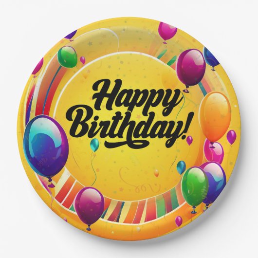 Lebendiges Alles Gute zum Geburtstag Pappteller (Vorderseite)