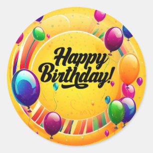 Lebendiges Alles Gute zum Geburtstag Runder Aufkleber