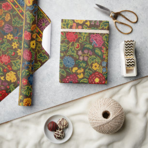 Lebendiges Antikes Botanisches Gartenmuster Geschenkpapier