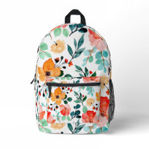 Lebendiges Aquarell-Blumen-Orange-Blau-Muster