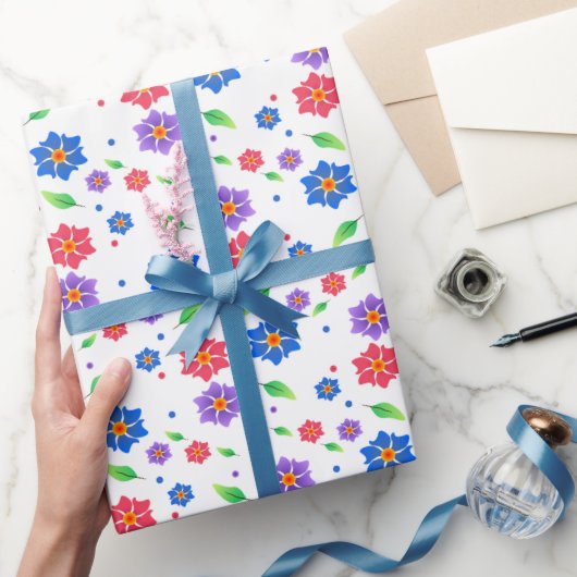 Lebendiges Aquarell-Blumenmuster Wildblumen Geschenkpapier (Schenken)