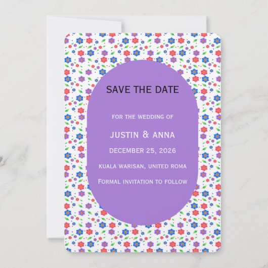 Lebendiges Aquarell-Blumenmuster Wildblumen Save The Date (Rückseite)