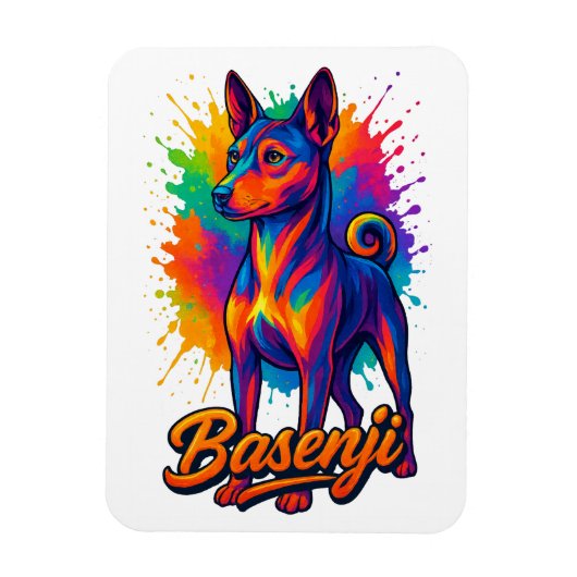 Lebendiges Basenji-Pop-Art-Design Magnet (Vertikal)