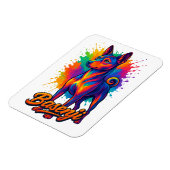 Lebendiges Basenji-Pop-Art-Design Magnet (Linke Seite)