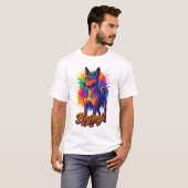 Lebendiges Basenji-Pop-Art-Design T-Shirt (Vorne ganz)