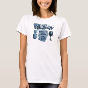 Lebendiges Blau KAFFEE DANN WEIN Kreativer Druck T-Shirt
