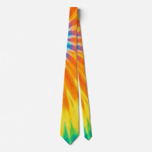 Lebendiges Blau, Orange und Gelb Tie-Dye, Kühn Krawatte
