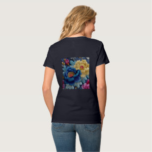 Lebendiges Blau und Gelb floral T-Shirt