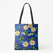 Lebendiges Blau und Weiß floral