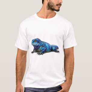 Lebendiges Blaues Leguan-Echsen-Grafik-T-Shirt T-Shirt