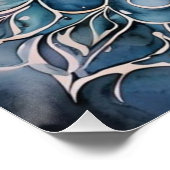 Lebendiges blaues und oranges Wasserfarben-Mandala Poster (Ecke)