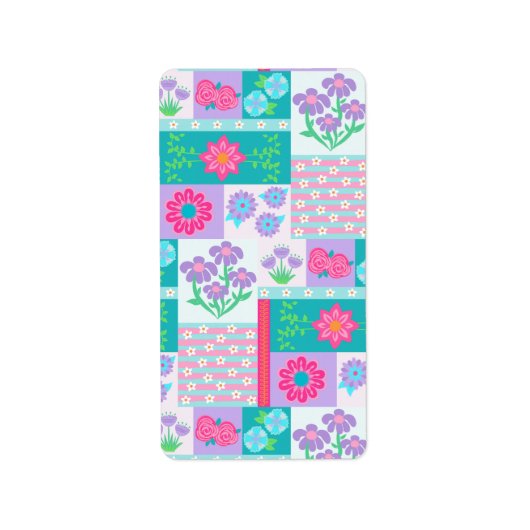 Lebendiges blühendes Blumen-Design Adressaufkleber (Vorne)