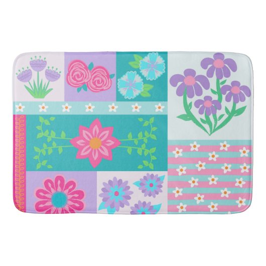 Lebendiges blühendes Blumen-Design Badematte (Vorderseite)