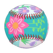Lebendiges blühendes Blumen-Design Baseball (Rückseite)