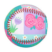 Lebendiges blühendes Blumen-Design Baseball (Vorderseite Links)