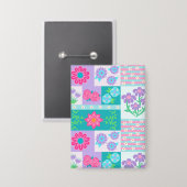 Lebendiges blühendes Blumen-Design Button (Vorderseite/Rückseite)