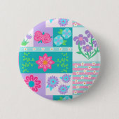 Lebendiges blühendes Blumen-Design Button (Vorderseite)