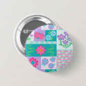 Lebendiges blühendes Blumen-Design Button (Vorne & Hinten)
