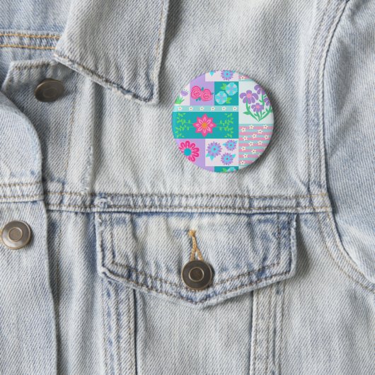 Lebendiges blühendes Blumen-Design Button (Beispiel)