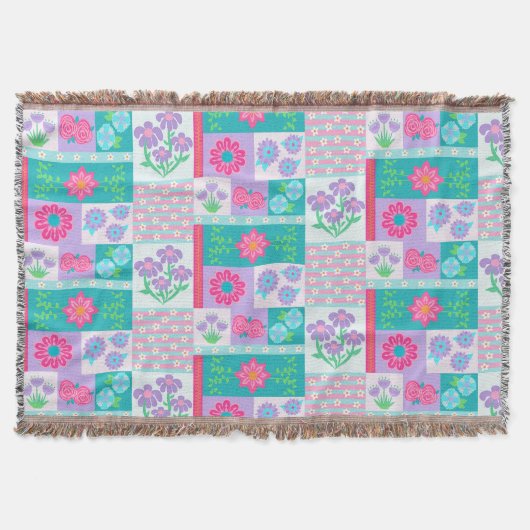 Lebendiges blühendes Blumen-Design Decke (Vorderseite)