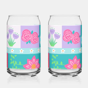 Lebendiges blühendes Blumen-Design Dosenglas