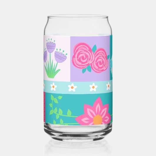 Lebendiges blühendes Blumen-Design Dosenglas (Vorderseite)