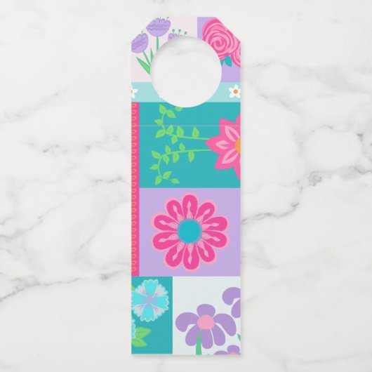 Lebendiges blühendes Blumen-Design Flaschenanhänger (Vorderseite)