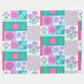 Lebendiges blühendes Blumen-Design Fleecedecke (Vorderseite (Horizontal))