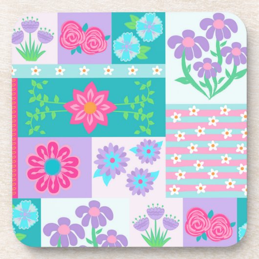 Lebendiges blühendes Blumen-Design Getränkeuntersetzer (Vorderseite)
